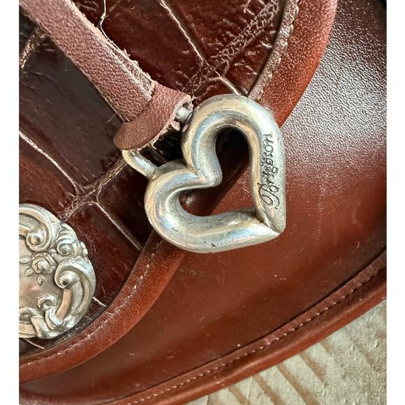 Brighton Leather Crossbody Bag Cowgirl Western Purse Bag Brown Silver Detail - Picture 9 of 12